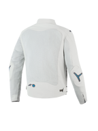 Alpinestars Veste Air Circal-1, veste de moto urbaine pour homme, vue de dos montrant les panneaux de ventilation en mesh recyclé, gris métal avec des accents bleu methyl, certifiée CE