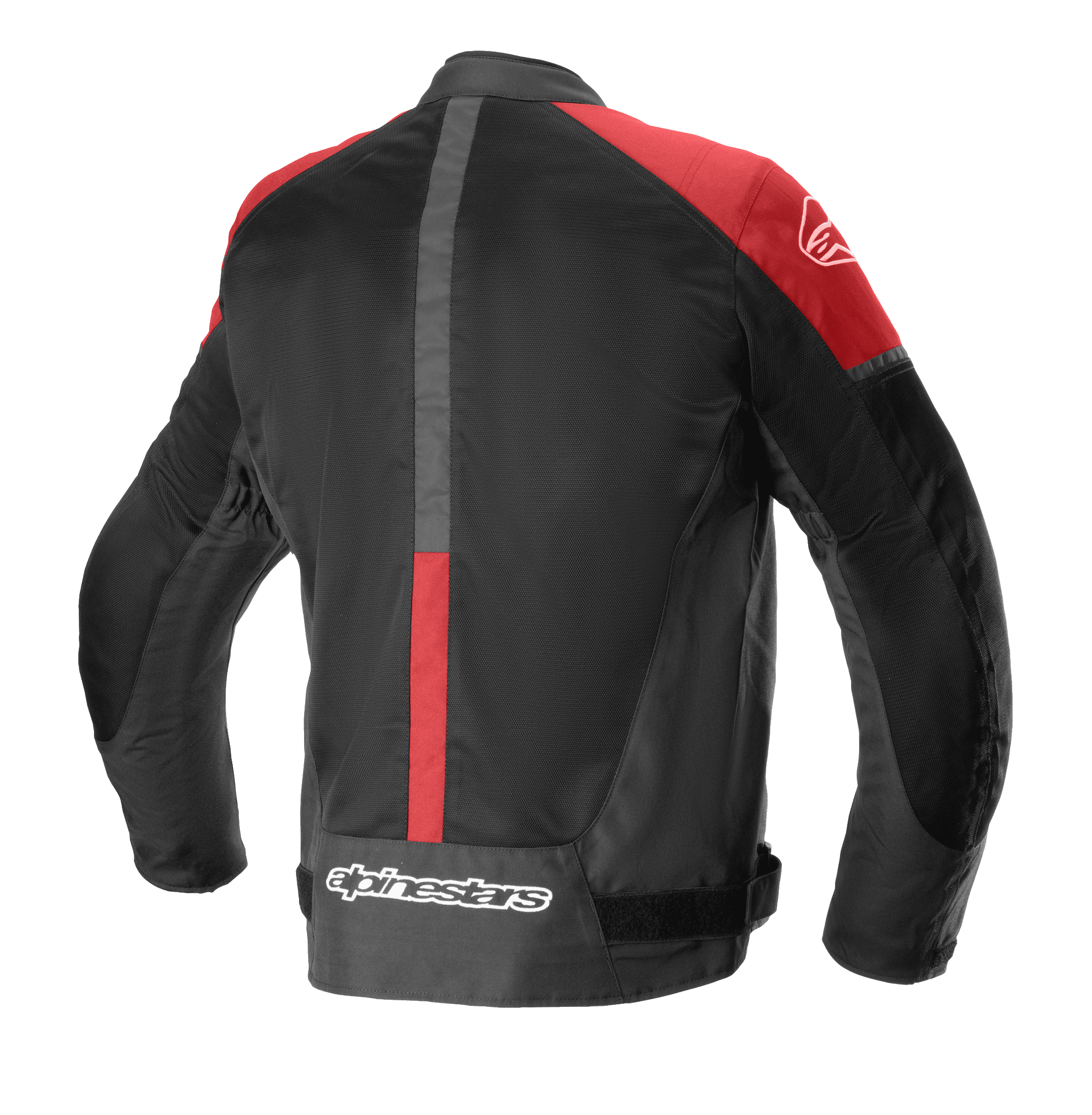 Veste Alpinestars T-SP X Superair, veste de moto en textile, noir et rouge vif, vue de dos montrant de larges panneaux en mesh pour la circulation de l'air, détails rouges sur les épaules et logo sur le bas du dos.