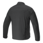 Veste Alpinestars Aeron, veste de moto, noire, vue arrière présentant une silhouette urbaine minimaliste, construction en poly-tissu entièrement extensible et respirant, logo discret embossé sur l'épaule, équipement de moto d'été