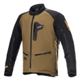Veste Alpinestars Venture XT, veste de moto touring aventure, camel et noir, avec poches zippées sur la poitrine et pour les mains, fermetures éclair de ventilation aux manches, sangles de réglage aux bras et logo Astars orange