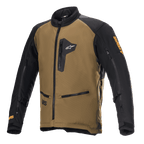 Veste Alpinestars Venture XT, veste de moto touring aventure, camel et noir, avec poches zippées sur la poitrine et pour les mains, fermetures éclair de ventilation aux manches, sangles de réglage aux bras et logo Astars orange