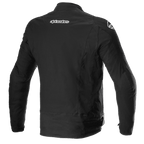 Veste Alpinestars T-GP Force, veste de moto en textile, noire, vue arrière montrant le marquage Alpinestars sur le haut du dos et les épaules, design sportif ajusté