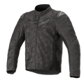 Veste textile Alpinestars T SP-5 Rideknit®, veste de moto, camouflage noir, motif camouflage sombre, panneaux en tricot côtelé extensibles, sliders d'épaules externes, col montant, coupe sportive profilée