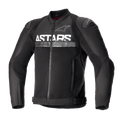 Alpinestars SMX Air Jacket, blouson de moto en textile noir, avec panneaux de ventilation en mesh, marquage blanc ASTARS sur la poitrine, sliders d'épaules externes DFS Lite et fermeture éclair frontale, design racing ajusté