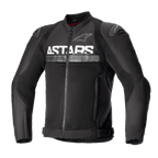 Alpinestars SMX Air Jacket, blouson de moto en textile noir, avec panneaux de ventilation en mesh, marquage blanc ASTARS sur la poitrine, sliders d'épaules externes DFS Lite et fermeture éclair frontale, design racing ajusté