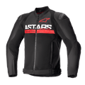 Alpinestars SMX Air Jacket, Motorcycle Sport Jacket, Black and Bright Red, featuring bold white 'ASTARS' text and a red horizontal stripe on the chest, ventilated mesh panels with DFS Lite external shoulder sliders, protective summer riding gear