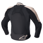 Alpinestars SMX Air Jacket, Motorcycle Sport Jacket, Light Brown and Black, back view featuring ventilated tech mesh panels, Tech-Air Ready branding on the upper back, and Alpinestars logo on the lower hem.
