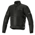 Alpinestars Crosshill Air Waterproof Jacket, veste de touring moto, noire, avec de larges panneaux de ventilation en mesh, sangles réglables sur les bras et à la taille, détails réfléchissants, col montant et construction textile robuste avec détails d'inspiration militaire