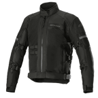Alpinestars Crosshill Air Waterproof Jacket, veste de touring moto, noire, avec de larges panneaux de ventilation en mesh, sangles réglables sur les bras et à la taille, détails réfléchissants, col montant et construction textile robuste avec détails d'inspiration militaire