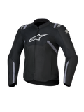 Veste Honda Stella T-SPS Air V2 pour femme, veste de moto en textile, noire avec logos Alpinestars et Honda blancs, accents de bandes grises, panneaux en mesh perforé pour la circulation de l'air, coupe sport