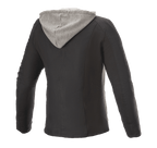 Alpinestars Bond Women's Jacket, Urban Riding Jacket, Black with Grey Fleece Hood, Rear View, Sporty Cut with Waxed Textile Finish