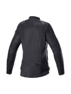Veste Air Eloise V2 d'Alpinestars, blouson de moto textile noir pour femme, vue de dos avec maille ventilée et dos allongé.