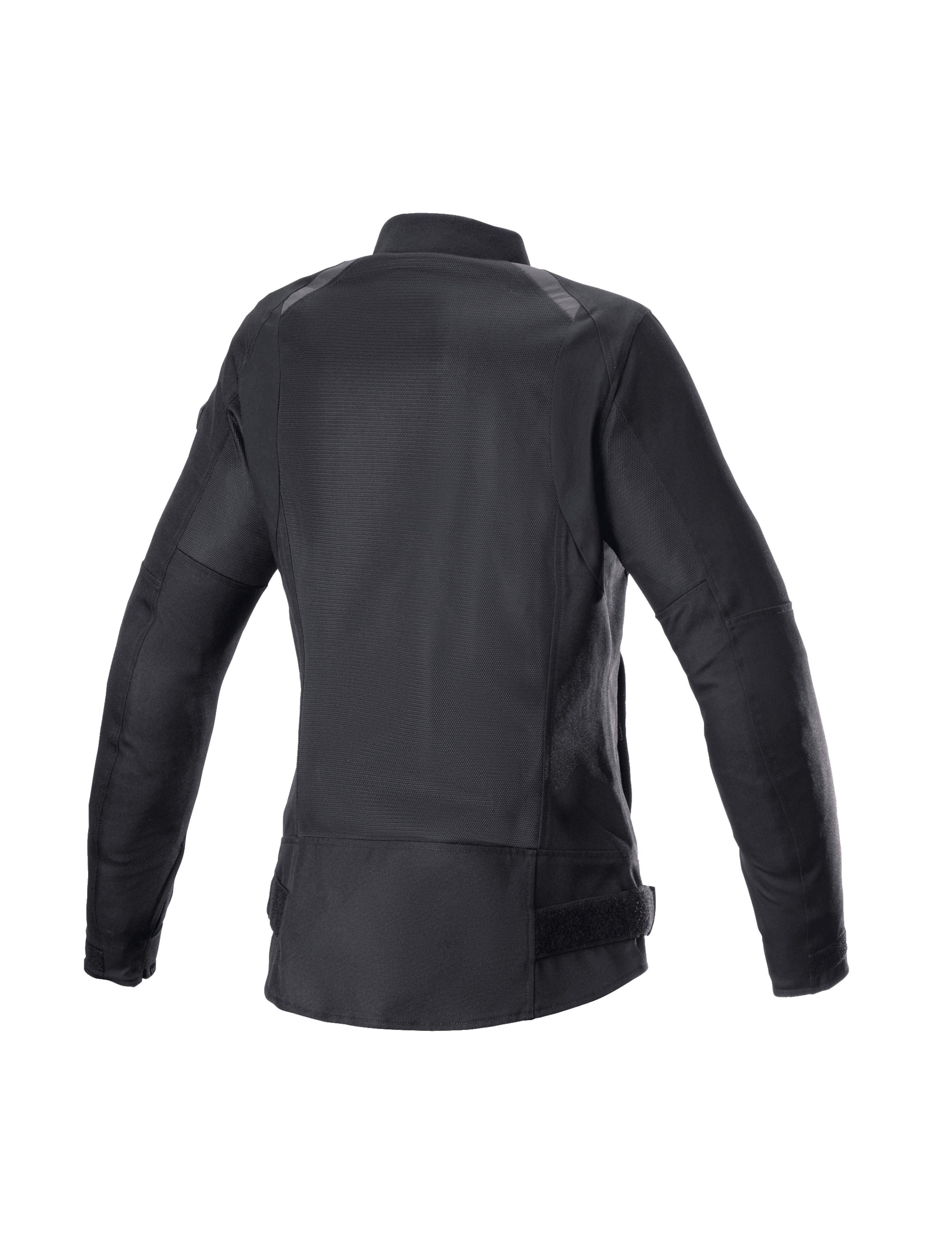 Veste Air Eloise V2 d'Alpinestars, blouson de moto textile noir pour femme, vue de dos avec maille ventilée et dos allongé.