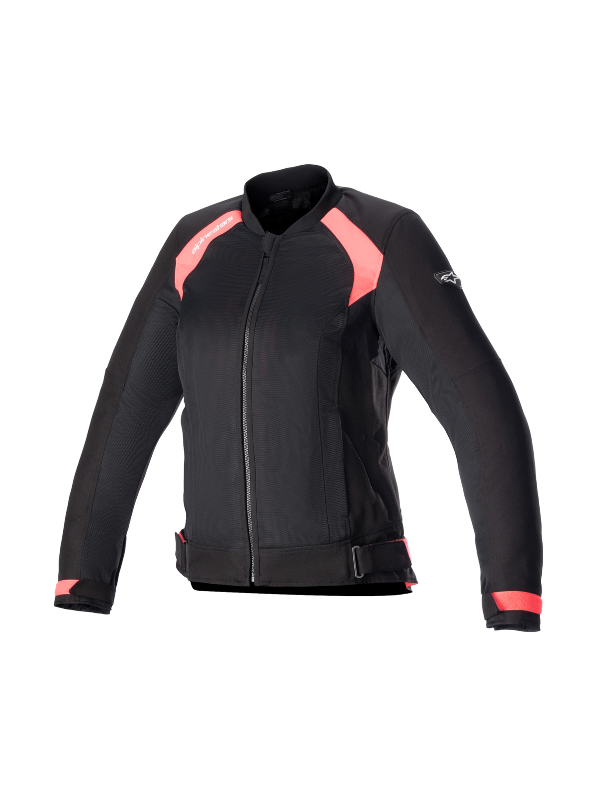 Alpinestars Eloise V2 Women's Air Jacket, black and diva pink textile motorcycle jacket with mesh panels, Tech-Air ready.