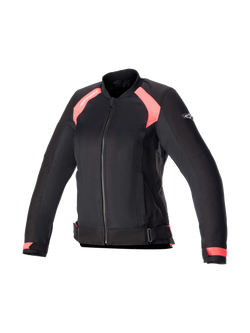 Alpinestars Eloise V2 Women's Air Jacket, black and diva pink textile motorcycle jacket with mesh panels, Tech-Air ready.