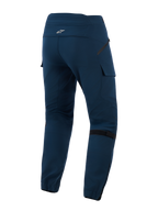 Pantalon de moto Alpinestars Juggernaut V2, Night Navy, vue arrière avec poches de style cargo, sangles de réglage du volume aux genoux et chevilles élastiquées avec fermetures éclair, pantalon de moto urbain en textile technique