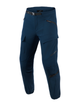 Alpinestars Juggernaut V2, pantalon de moto pour homme, bleu foncé, coupe ajustée, multiples poches zippées, ceinture réglable noire, zones renforcées aux genoux, tissu extensible