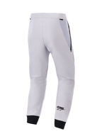 Pantalon Alpinestars Aeroshell Airflow, vue arrière, gris moyen, pantalon de moto technique en softshell, doté de panneaux de hanche en maille noire et de chevilles élastiquées, logo ASTARS noir sur le bas de la jambe, design sportif léger et ventilé