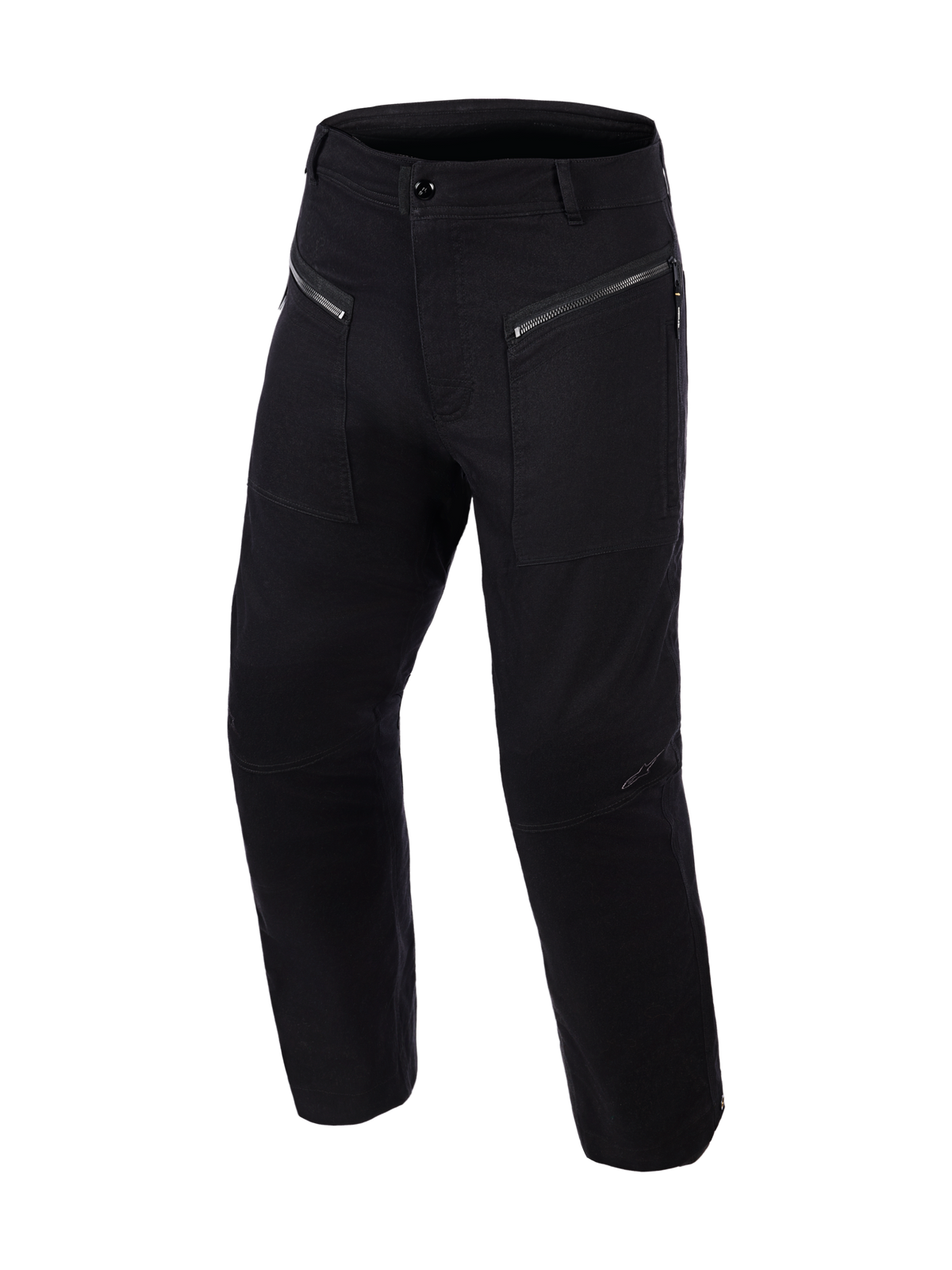 Alpinestars Flex-AST Canvas Pants Short, pantalon de moto urbain, noir, avec poches avant zippées à double accès, construction en toile de style workwear et panneaux de genoux préformés, design utilitaire épuré pour le confort et la protection à moto