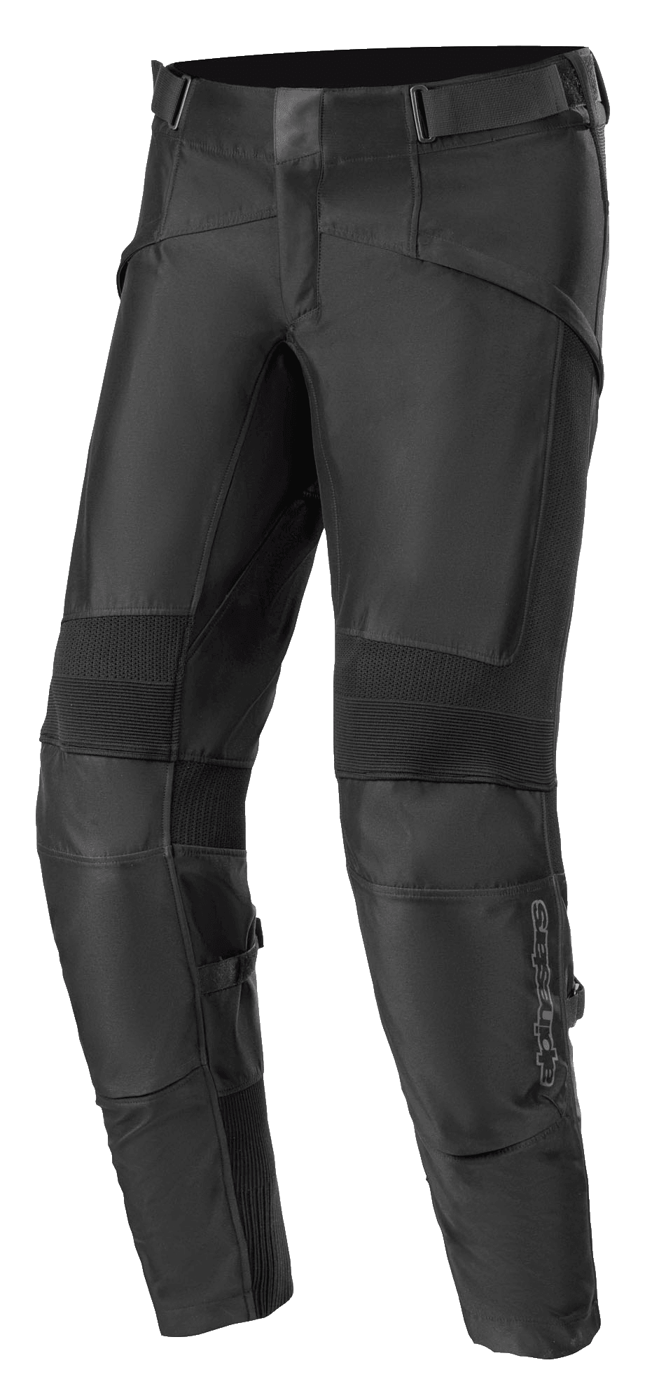 Alpinestars T SP-5 Rideknit Pants, pantalon de moto en textile noir, avec panneaux extensibles nervurés aux genoux, sangles de taille réglables, sections en tricot durable pour la flexibilité, coupe conique ajustée pour la performance sportive