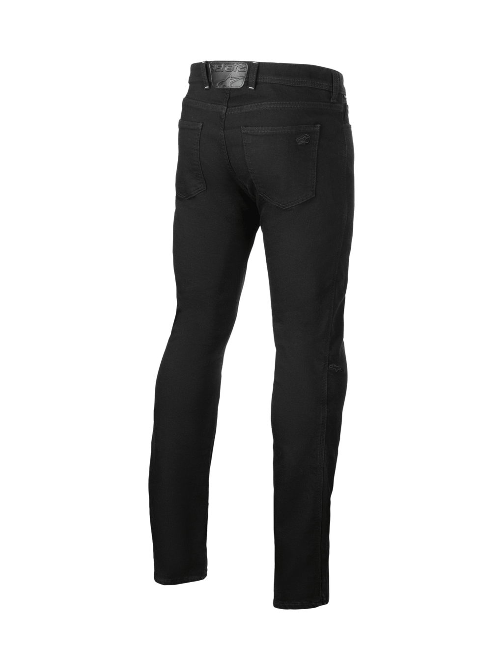 Alpinestars Cult-8 Stretch Denim, pantalon de moto urbain noir pour homme, vue de dos, protections de genoux certifiées CE