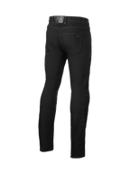 Alpinestars Cult-8 Stretch Denim, pantalon de moto urbain noir pour homme, vue de dos, protections de genoux certifiées CE