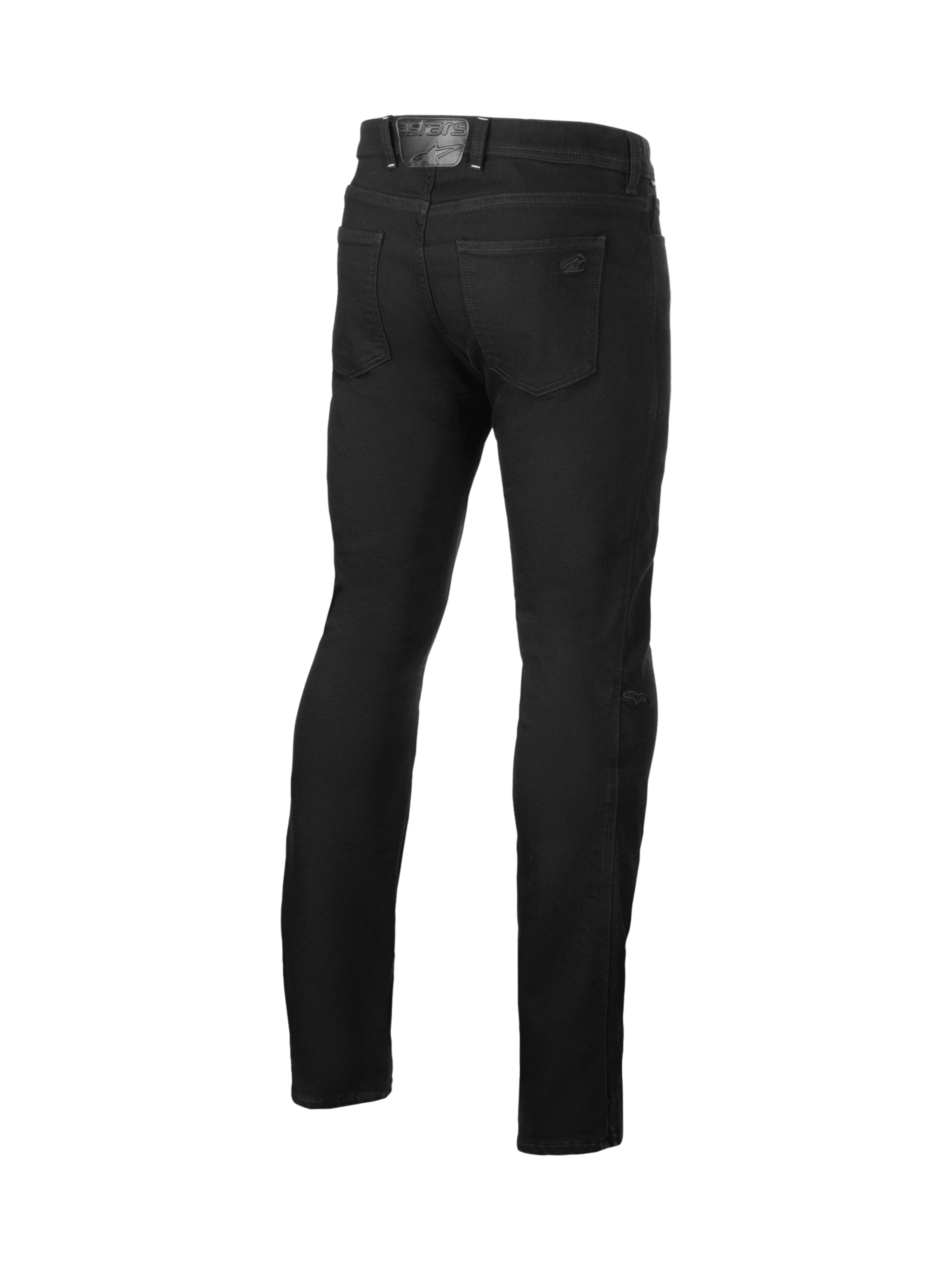 Alpinestars Cult-8 Stretch Denim, pantalon de moto urbain noir pour homme, vue de dos, protections de genoux certifiées CE