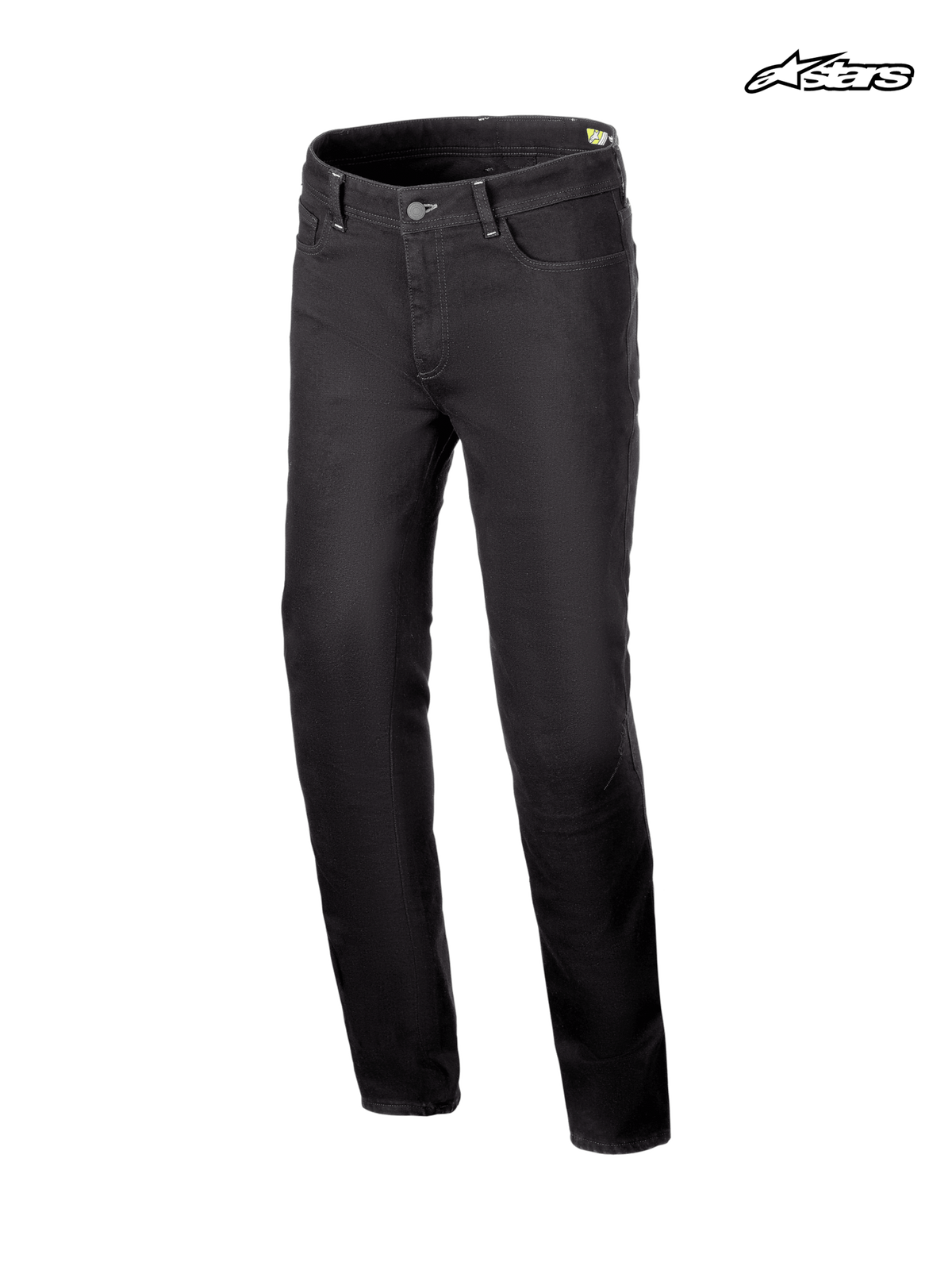 Pantalon en denim stretch Cult-8 d'Alpinestars, pantalon de moto urbain pour homme noir, coupe droite avec construction en denim extensible et protection certifiée CE