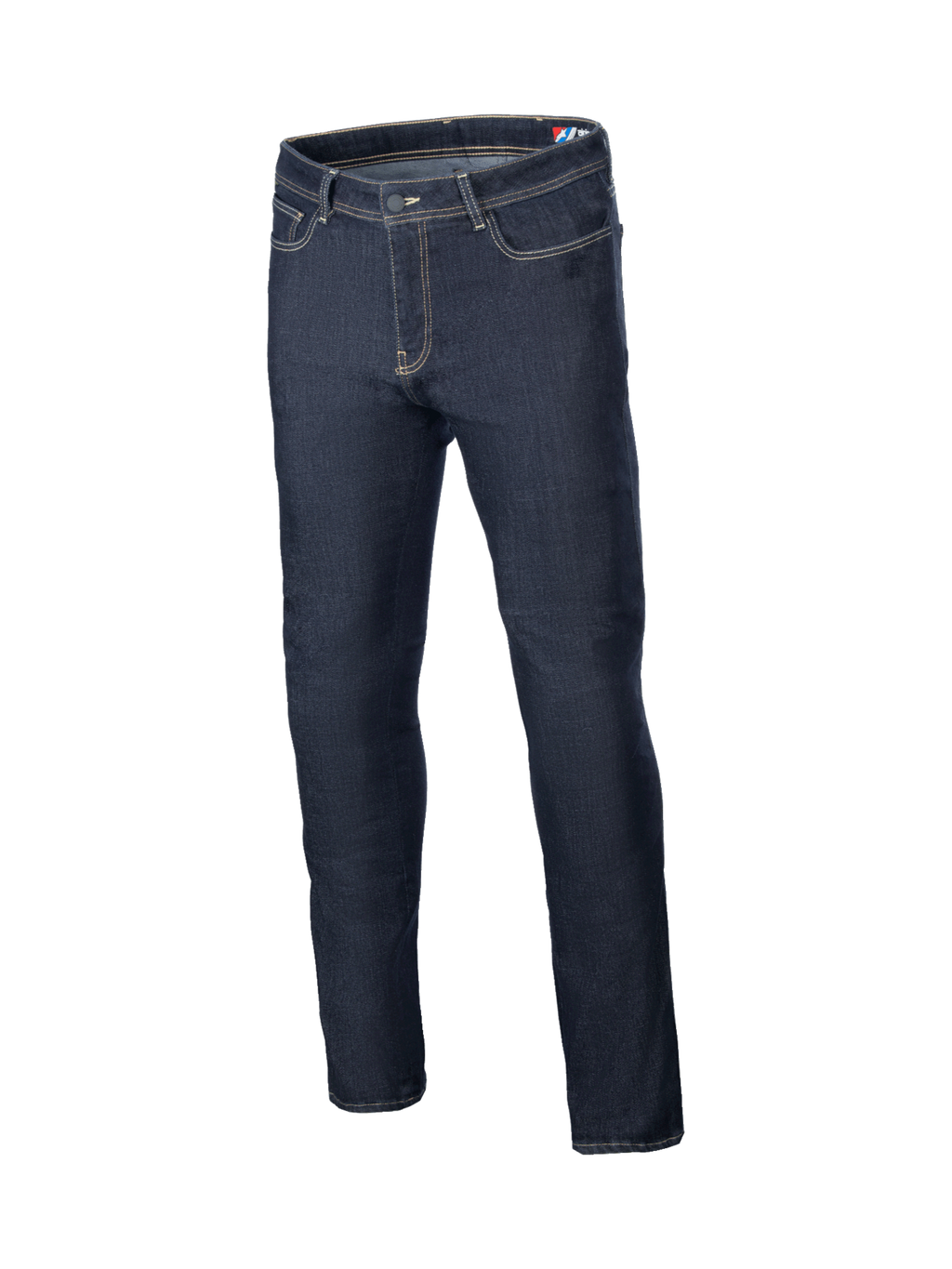 Pantalon Alpinestars Denim Stretch Cult-8, jean de moto urbain pour homme, bleu, coupe droite régulière, denim stretch monocouche avec protection certifiée CE.