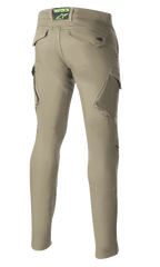 Pantalon de moto technique Alpinestars Caliber Slim Fit, vert militaire, vue de dos montrant les poches cargo inclinées et une silhouette ajustée, logo Astars sur l'arrière de la taille, pantalon de moto durable au style combat urbain