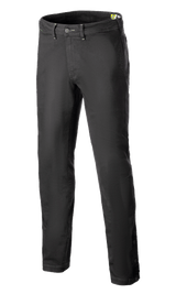 Alpinestars Stratos Regular Fit Tech Riding Pants, pantalon de moto, gris anthracite, design de style jogger décontracté avec jambe fuselée, fermeture boutonnée à la taille, boutons-pression ajustables aux chevilles, conçu en denim Cordura pour un style urbain.