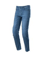Alpinestars Radon, pantalon denim de moto urbain pour homme, bleu, genouillères certifiées CE, coupe standard.