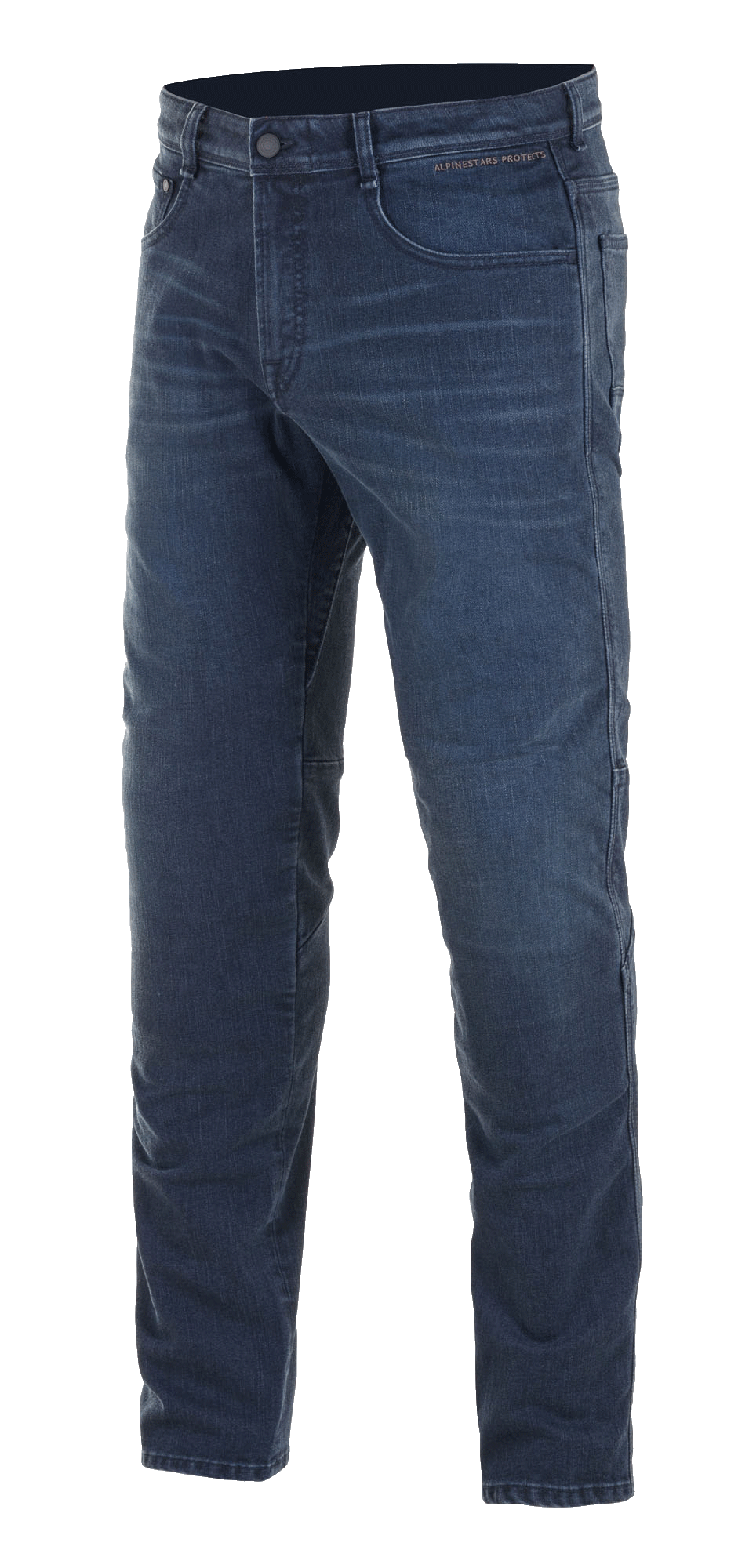 Alpinestars Radium Denim et Radium Plus Denim, jeans de moto urbains pour homme, bleu foncé, fabriqués en denim Cordura extensible avec protections de genoux Bio-Flex intégrées