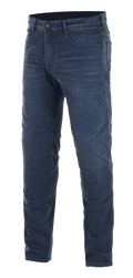 Alpinestars Radium Denim et Radium Plus Denim, jeans de moto urbains pour homme, bleu foncé, fabriqués en denim Cordura extensible avec protections de genoux Bio-Flex intégrées
