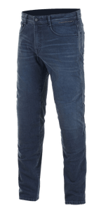 Alpinestars Radium Denim et Radium Plus Denim, jeans de moto urbains pour homme, bleu foncé, fabriqués en denim Cordura extensible avec protections de genoux Bio-Flex intégrées