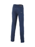 Alpinestars Cerium Tech Stretch Riding Denim, pantalon de moto urbain pour homme, bleu foncé, coupe ajustée avec tissu monocouche extensible, vue de dos montrant les poches classiques et le patch logo