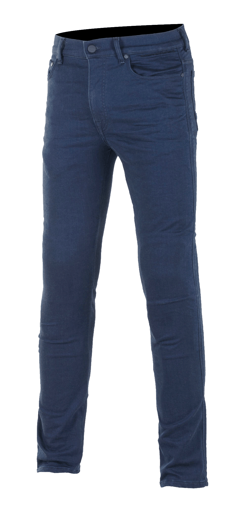 Alpinestars Cerium Tech Stretch Riding Denim, jean de moto, bleu foncé, coupe ajustée, design à cinq poches avec fermeture éclair et bouton, passants de ceinture, tissu extensible pour le confort de pilotage