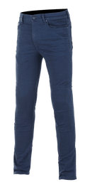 Alpinestars Cerium Tech Stretch Riding Denim, jean de moto, bleu foncé, coupe ajustée, design à cinq poches avec fermeture éclair et bouton, passants de ceinture, tissu extensible pour le confort de pilotage