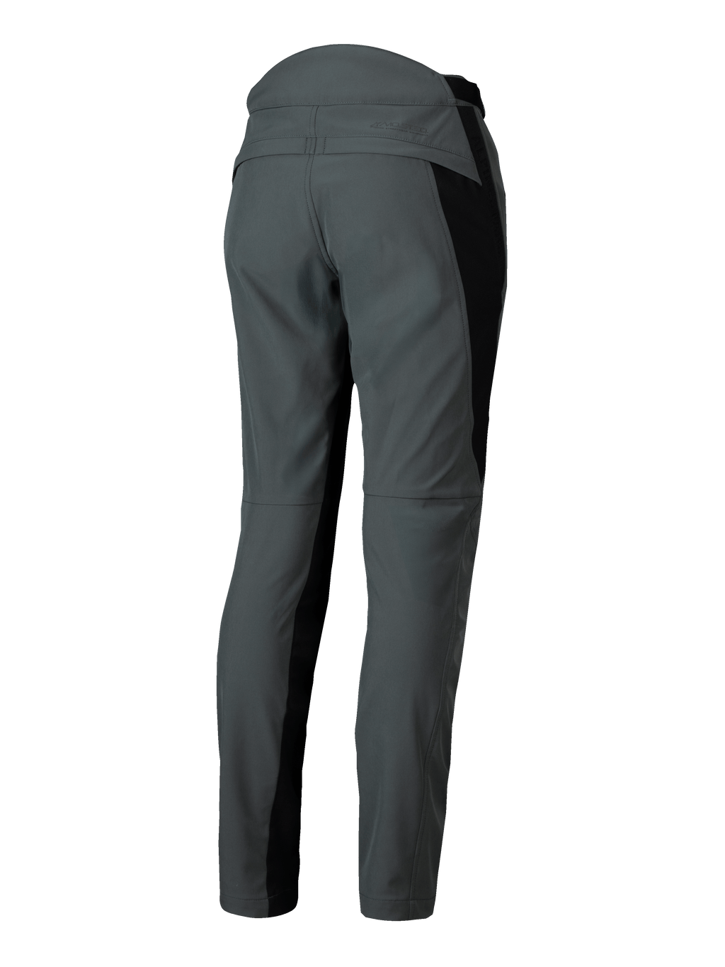 Pantalon Alpinestars Alamosa, pantalon de moto pour femme, gris avec panneaux noirs, coupe ajustée, vue arrière.