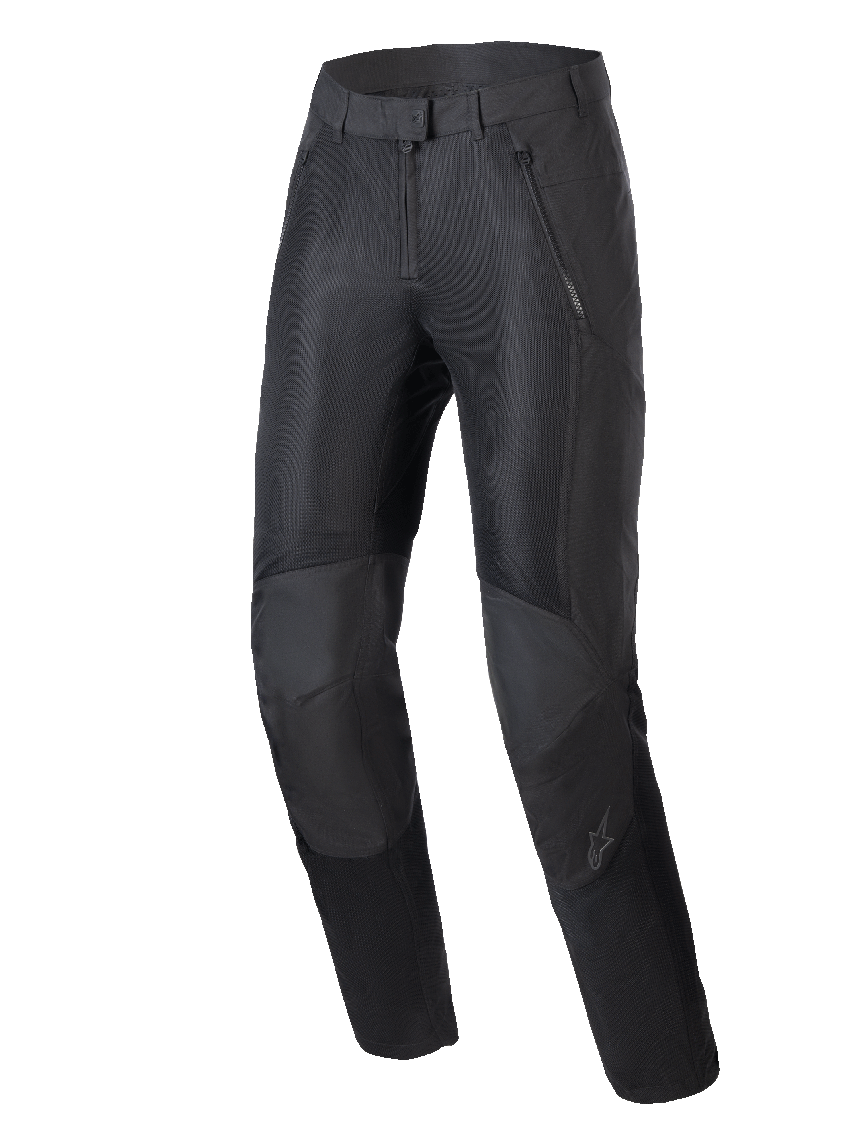 Pantalon Alpinestars Stella C-1 Air, pantalon de moto urbain pour femme, noir, doté de larges panneaux de ventilation en mesh sur le devant, d'une construction durable en polyfabric et d'une conception ergonomique des genoux avec protection intégrée.