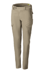 Alpinestars Caliber Women's Tech Riding Denim, pantalon de moto pour femme, vert militaire, style combat avec poches cargo inclinées, coupe slim fuselée, passants de ceinture, fermeture à bouton et éclair, tissu Cordura extensible durable pour la conduite urbaine
