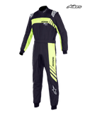 Alpinestars Combinaison KMX-9 V3 Graphic 3 Junior, combinaison de karting pour enfant noire et jaune fluo, homologuée FIA avec épaulettes de style Formule 1 et construction double couche