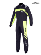 Alpinestars Combinaison KMX-9 V3 Graphic 3 Junior, combinaison de karting pour enfant noire et jaune fluo, homologuée FIA avec épaulettes de style Formule 1 et construction double couche