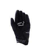 Gants Alpinestars SP-R Pro, gants de moto noirs à manchette courte, vue de la paume montrant les renforts de préhension et le logo Alpinestars blanc, conçus pour la conduite sportive.