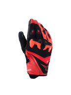 Gants Alpinestars SP-R Pro, gants de moto sport, rouge vif, rouge fluo et noir, dotés d'une protection de jointure en TPU divisée, de doigts en cuir perforé pour la ventilation et d'un design élégant en cuir de chèvre et textile avec le logo étoile Alpinestars.