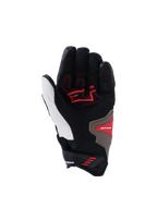 Gants Alpinestars SP-R Pro, vue de la paume, coloris Walnut Mastic Black, avec inserts de préhension rouges sur une base noire et blanche avec des accents mastic, gants de moto sport à manchette courte avec paume renforcée et design ergonomique.