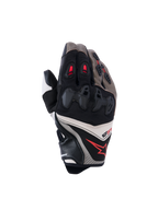 Gants Alpinestars SP-R Pro, gants de course moto, noyer, mastic et noir avec accents rouges, dotés d'une protection d'articulation divisée, construction en cuir et textile, design sportif haute performance