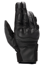 Alpinestars Phenom Leather Gloves, gants de moto, noir, vue de dessus, protection rigide et perforée des articulations, doigts renforcés, inserts extensibles en accordéon et construction en cuir de chèvre de qualité supérieure
