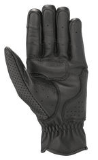 Gants en cuir Alpinestars Rayburn V2, noirs, vue de la paume, construction en cuir premium avec renfort de paume pour l'adhérence, perforations localisées sur les doigts et le pouce, gants de moto urbains d'inspiration vintage