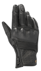 Gants en cuir Alpinestars Rayburn V2, noir, gants de moto urbains avec construction en cuir perforé, inserts accordéon nervurés sur les doigts et le dos de la main, fermeture éclair latérale et style inspiré de l'héritage